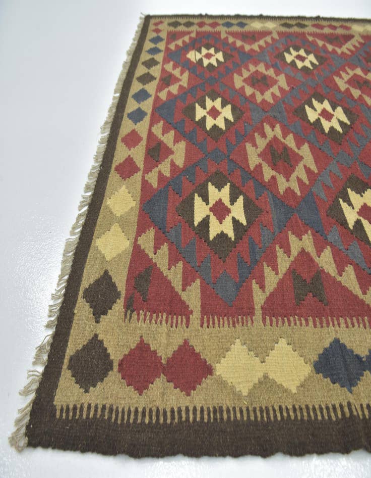 Detail image of  5' 2 x 8' 2  Hand Woven Kilim Maymana Wool Rug