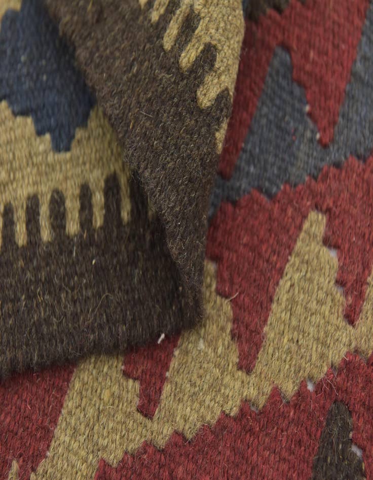 Detail image of  5' 2 x 8' 2  Hand Woven Kilim Maymana Wool Rug