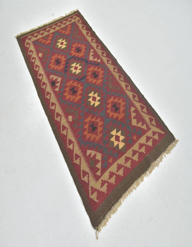 Detail image of  3' 3 x 6' 3  Hand Woven Kilim Maymana Wool Rug