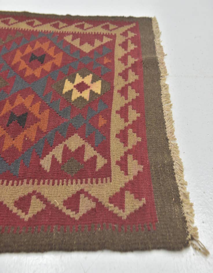 Detail image of  3' 3 x 6' 3  Hand Woven Kilim Maymana Wool Rug