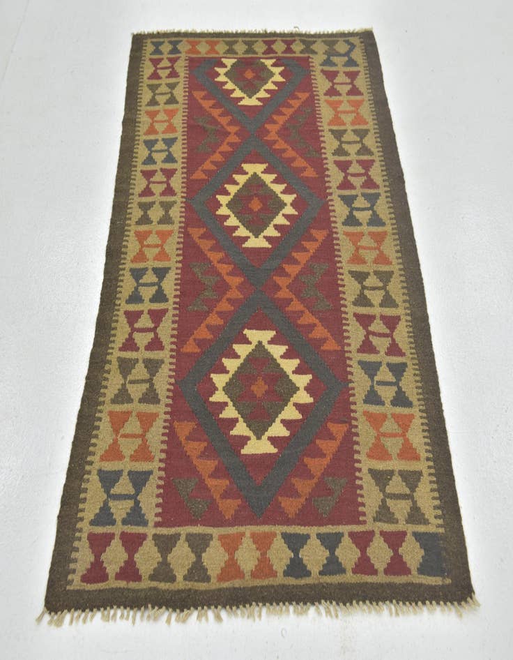 Detail image of  3' 5 x 5' 2  Hand Woven Kilim Maymana Wool Rug