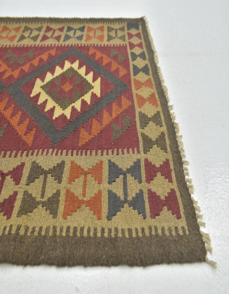 Detail image of  3' 5 x 5' 2  Hand Woven Kilim Maymana Wool Rug