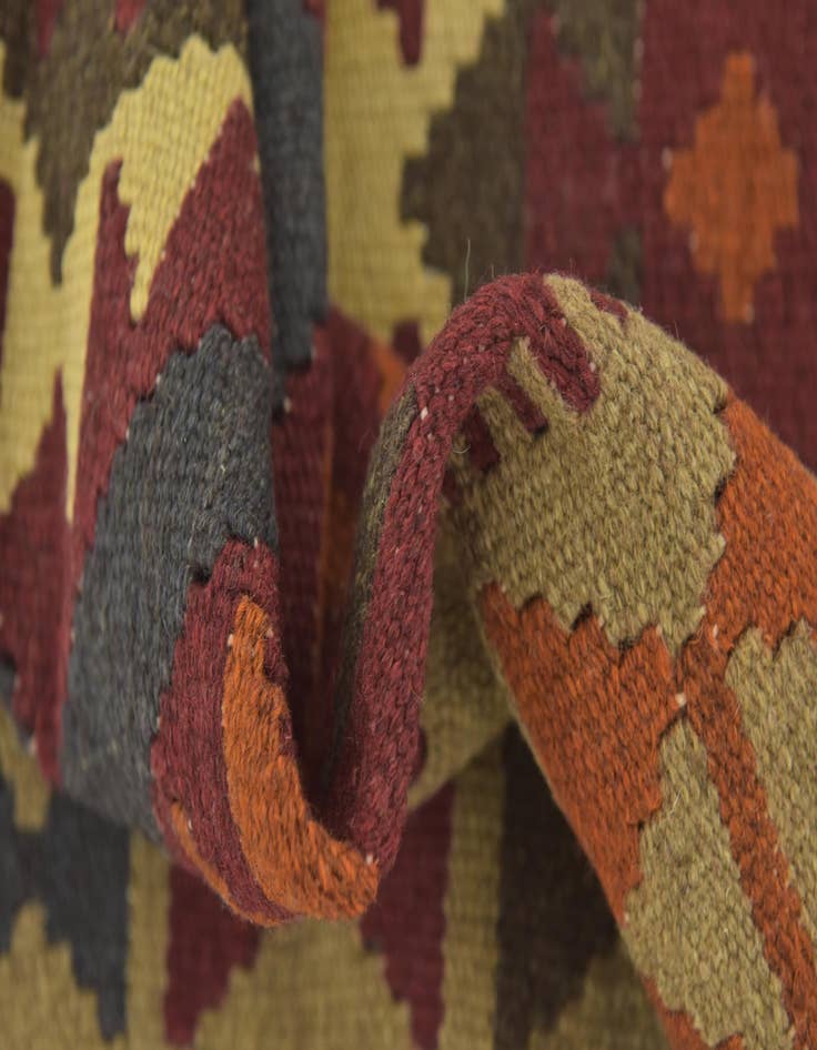 Detail image of  3' 5 x 5' 2  Hand Woven Kilim Maymana Wool Rug