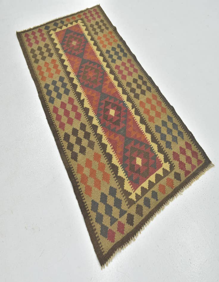 Detail image of  3' 6 x 6'  Hand Woven Kilim Maymana Wool Rug