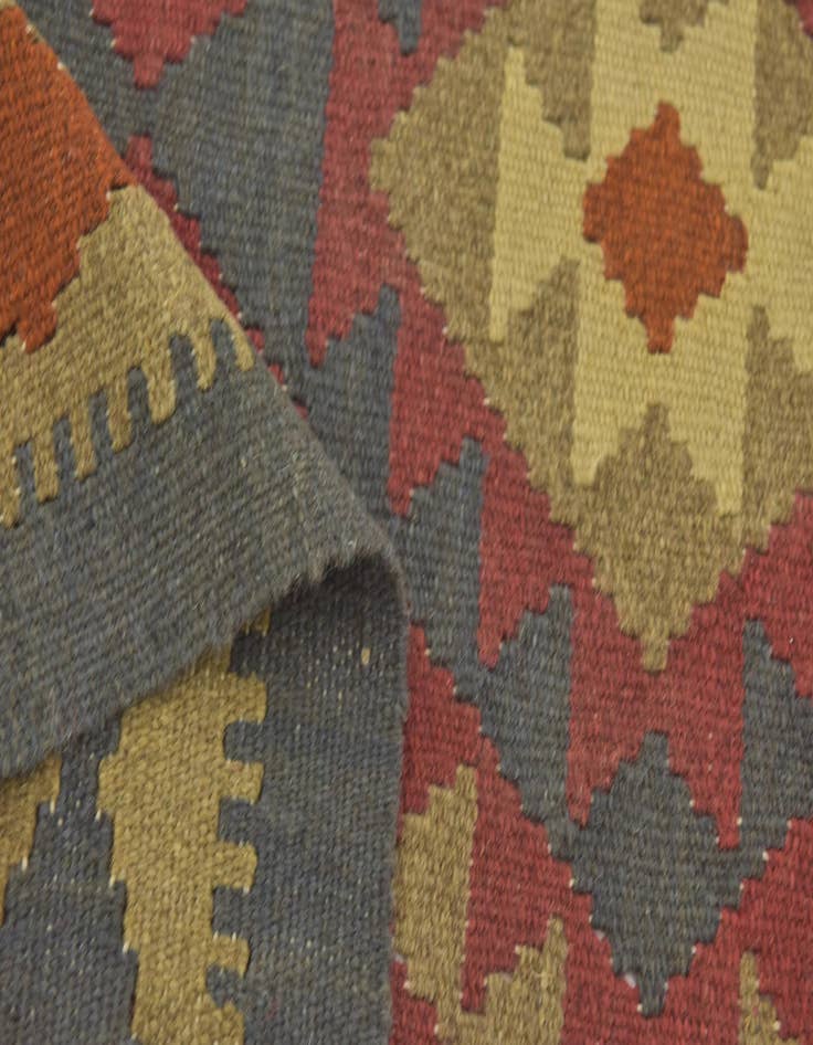 Detail image of  3' 2 x 4' 10  Hand Woven Kilim Maymana Wool Rug