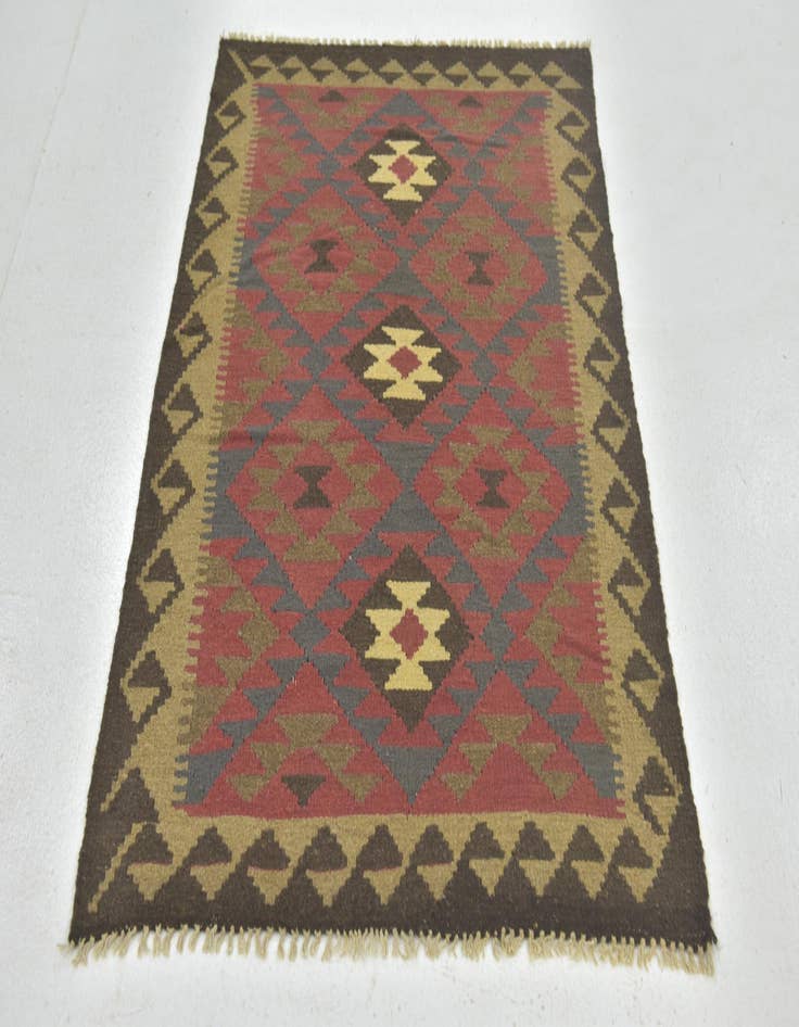 Detail image of  3' 3 x 5'  Hand Woven Kilim Maymana Wool Rug