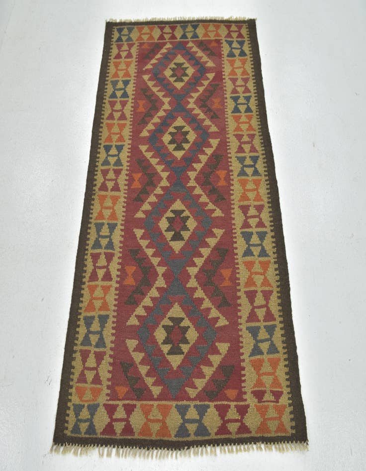 Detail image of  3' 4 x 4' 8  Hand Woven Kilim Maymana Wool Rug