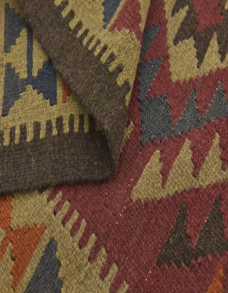 Detail image of  3' 4 x 4' 8  Hand Woven Kilim Maymana Wool Rug