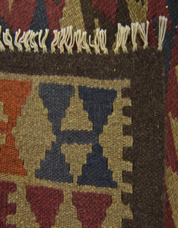 Detail image of  3' 4 x 4' 8  Hand Woven Kilim Maymana Wool Rug