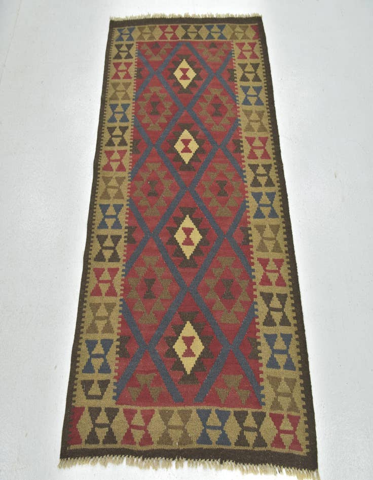 Detail image of  3' 5 x 4' 10  Hand Woven Kilim Maymana Wool Rug