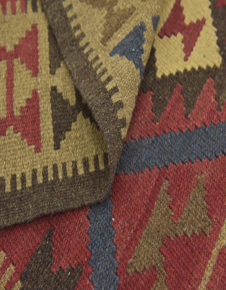 Detail image of  3' 5 x 4' 10  Hand Woven Kilim Maymana Wool Rug