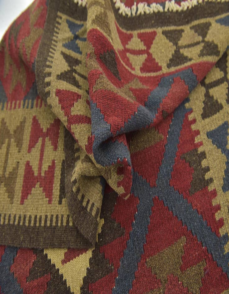 Detail image of  3' 5 x 4' 10  Hand Woven Kilim Maymana Wool Rug