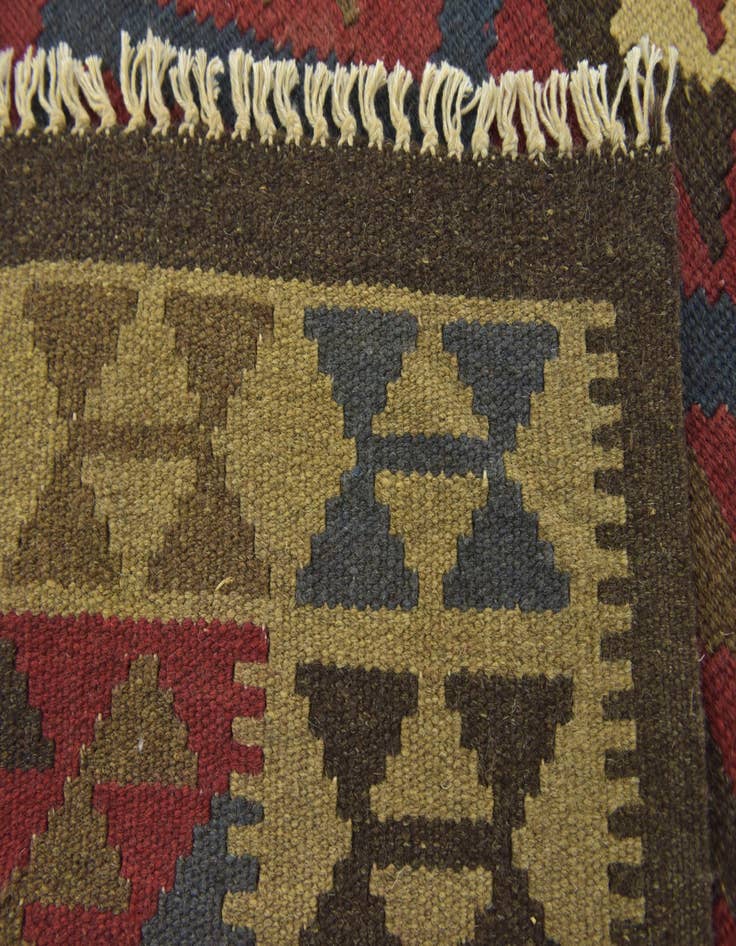 Detail image of  3' 5 x 4' 10  Hand Woven Kilim Maymana Wool Rug
