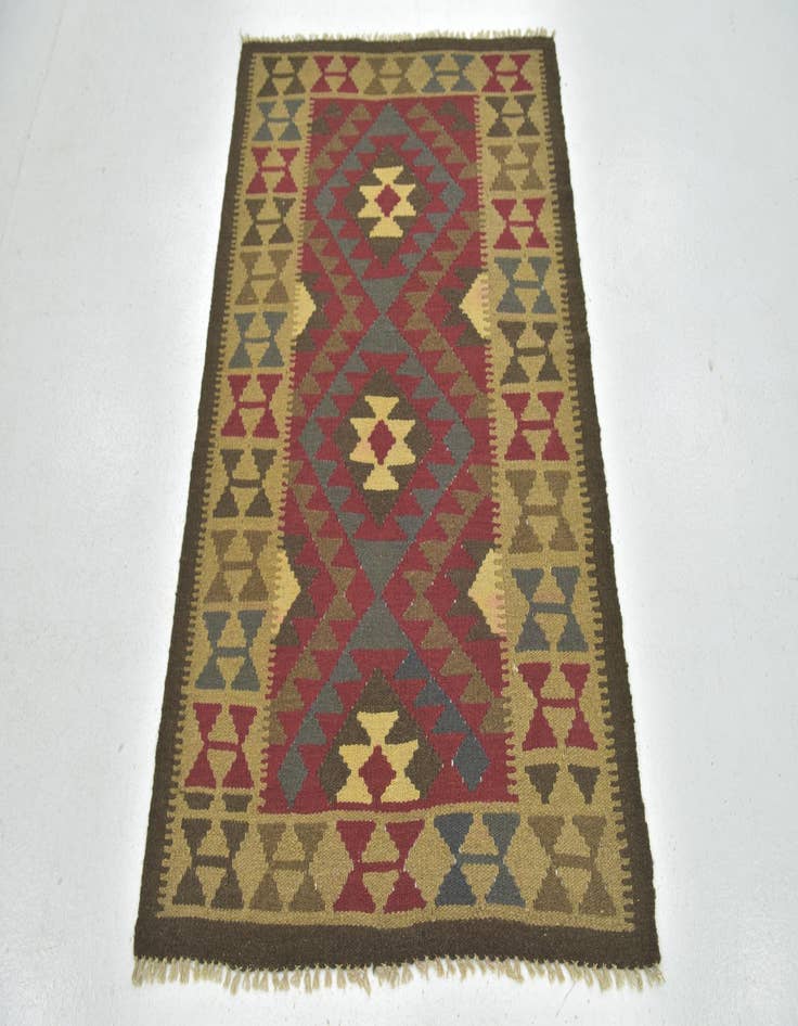 Detail image of  3' 4 x 4' 10  Hand Woven Kilim Maymana Wool Rug