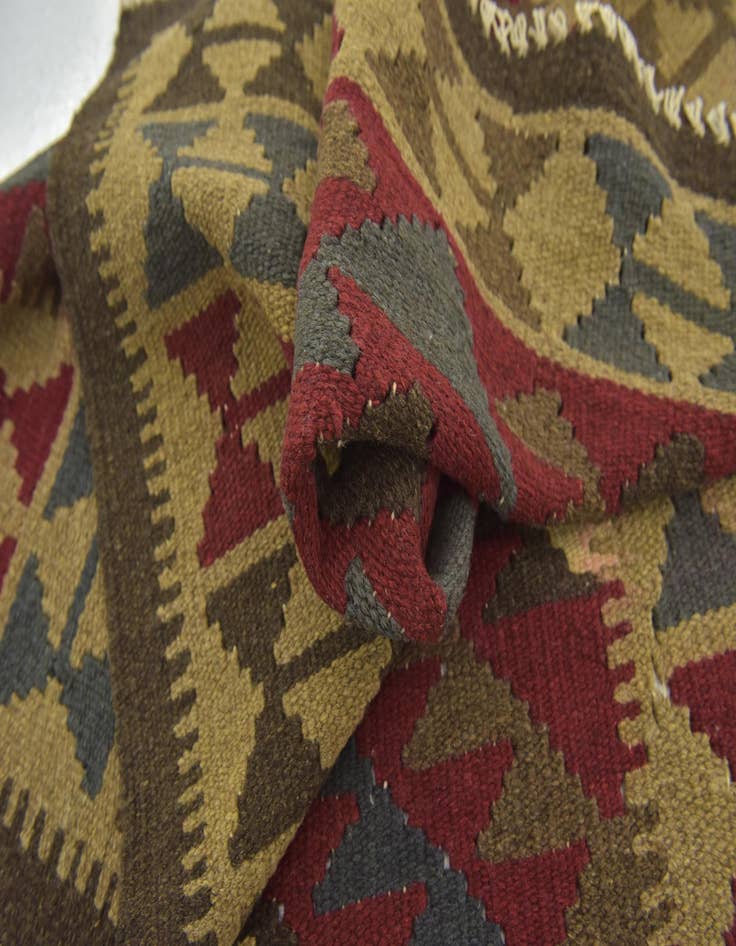 Detail image of  3' 4 x 4' 10  Hand Woven Kilim Maymana Wool Rug
