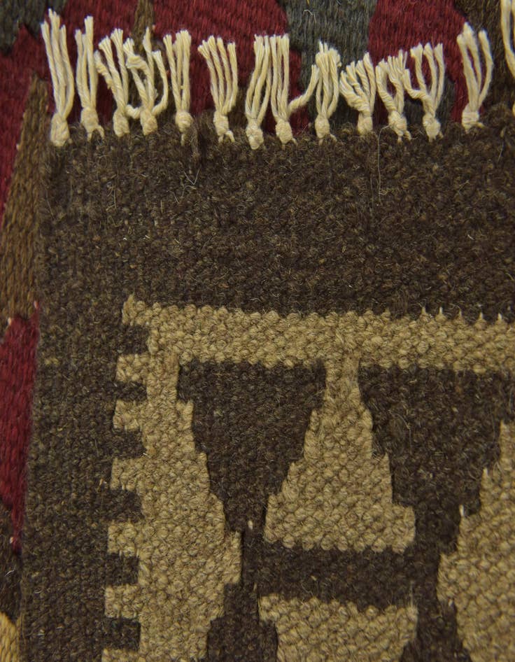 Detail image of  3' 4 x 4' 10  Hand Woven Kilim Maymana Wool Rug