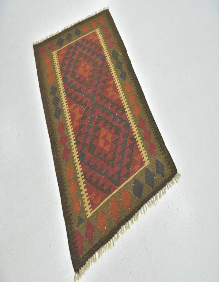 Detail image of  3' 3 x 4' 10  Hand Woven Kilim Maymana Wool Rug