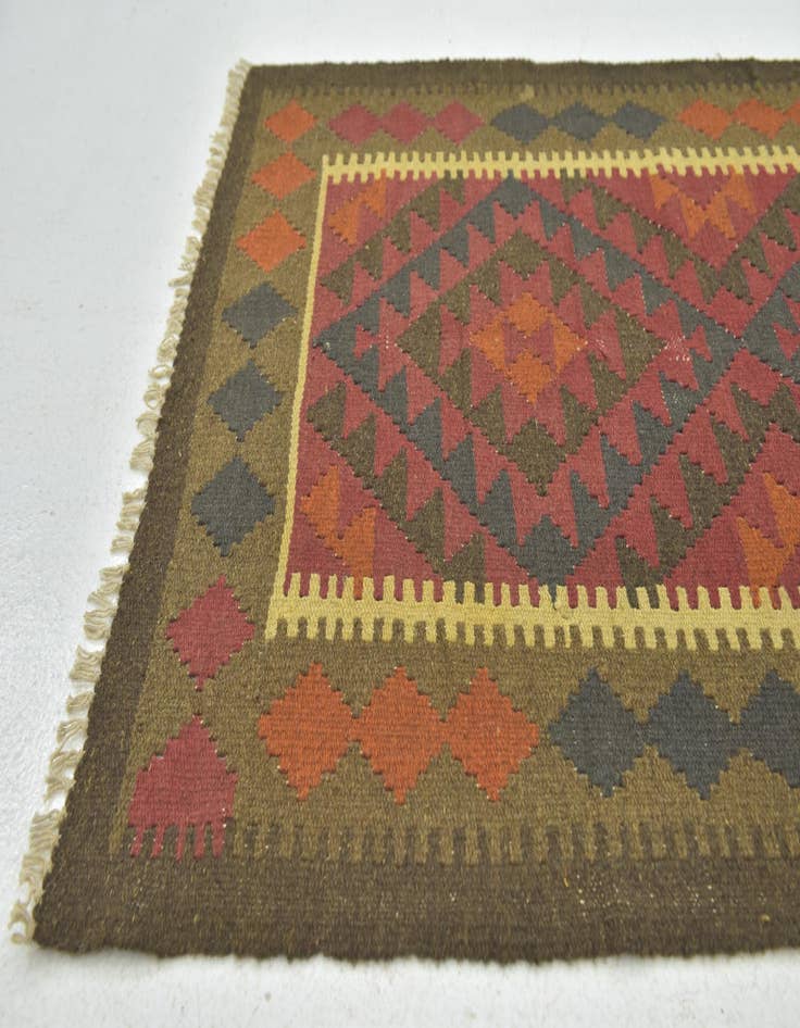 Detail image of  3' 3 x 4' 10  Hand Woven Kilim Maymana Wool Rug