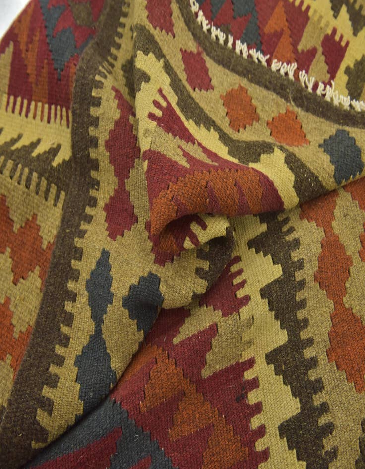 Detail image of  3' 4 x 5'  Hand Woven Kilim Maymana Wool Rug