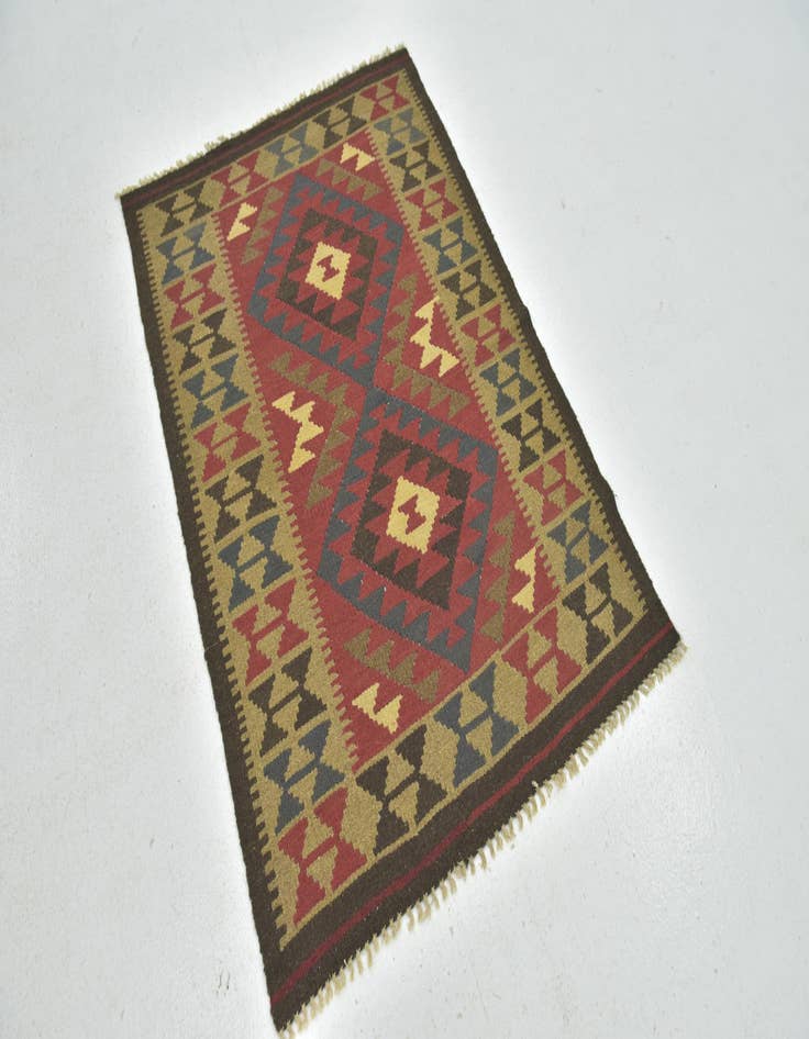 Detail image of  3' 3 x 4' 8  Hand Woven Kilim Maymana Wool Rug