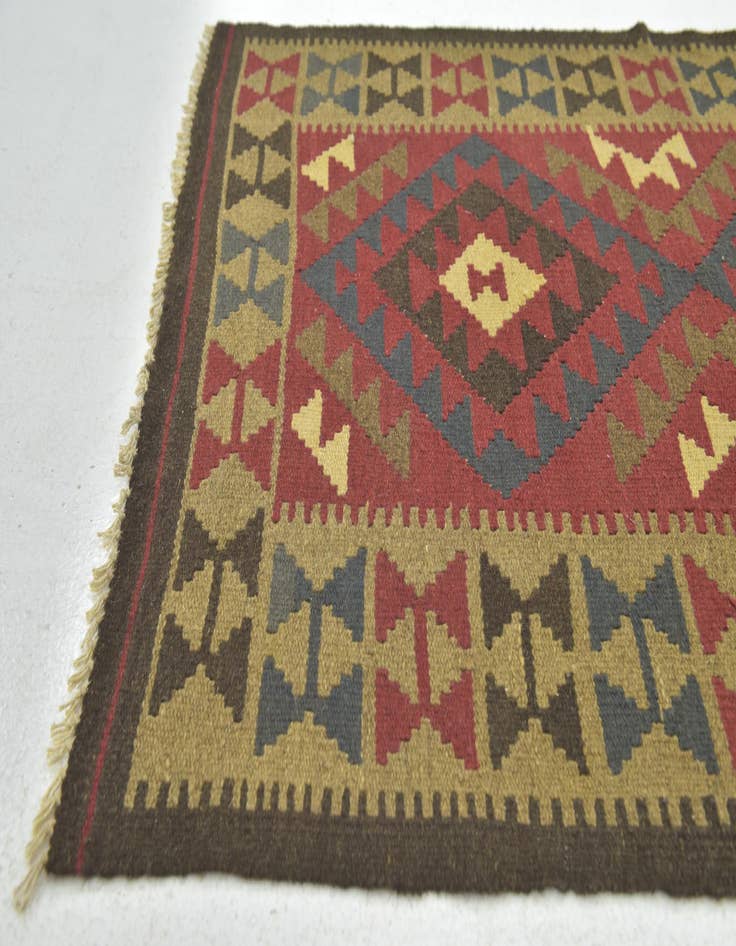 Detail image of  3' 3 x 4' 8  Hand Woven Kilim Maymana Wool Rug