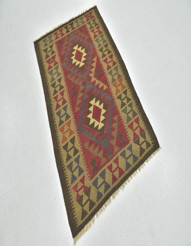 Detail image of  3' 2 x 4' 8  Hand Woven Kilim Maymana Wool Rug