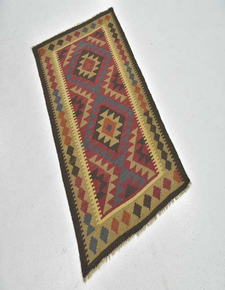 Detail image of  3' 2 x 5'  Hand Woven Kilim Maymana Wool Rug