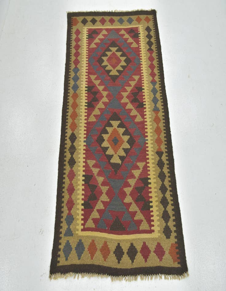 Detail image of  3' 2 x 5'  Hand Woven Kilim Maymana Wool Rug