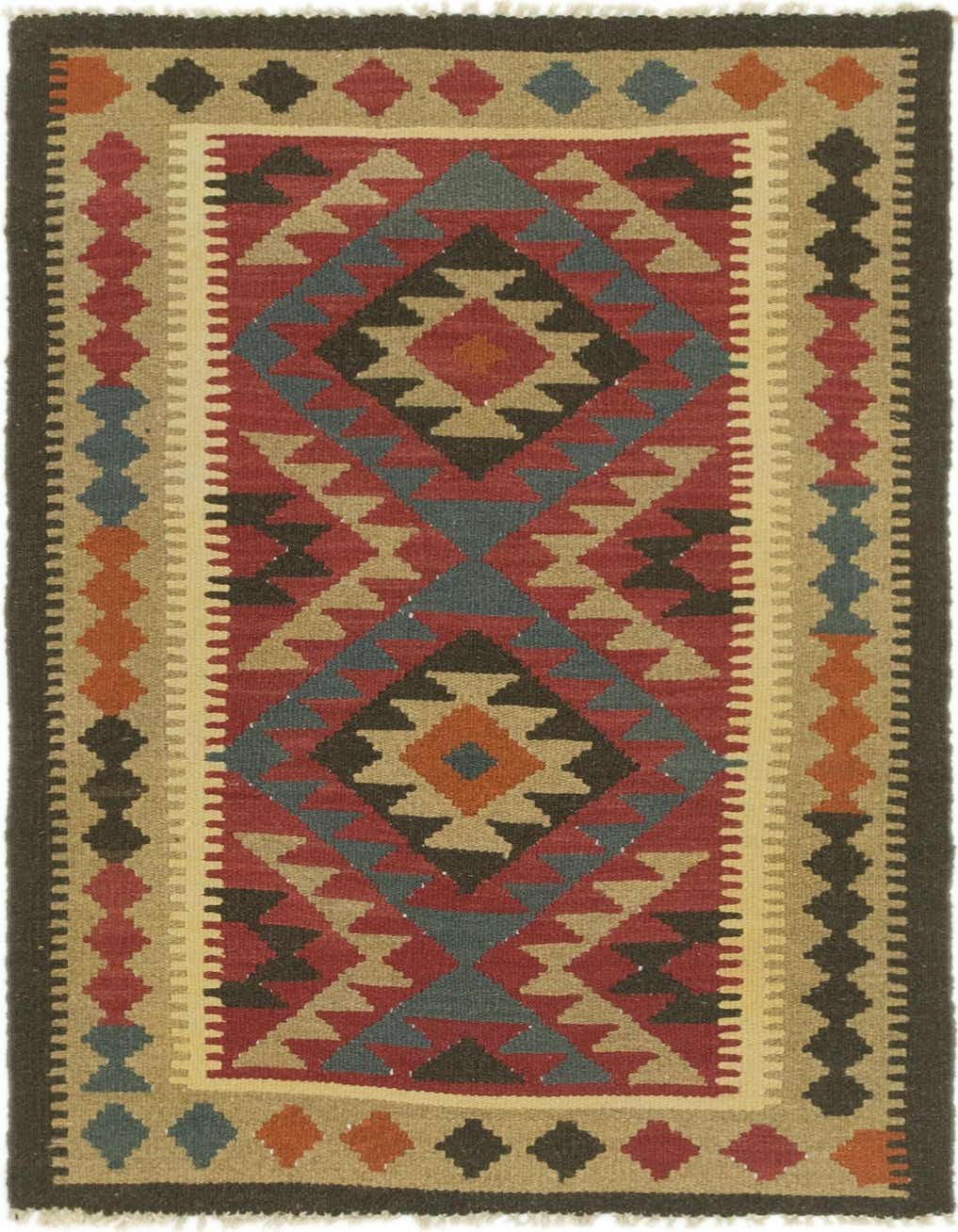 Primary image  3' 2 x 5'  Hand Woven Kilim Maymana Wool Rug