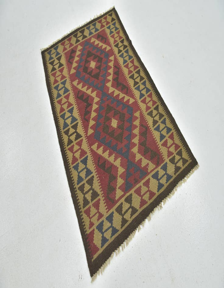 Detail image of  3' 4 x 5'  Hand Woven Kilim Maymana Wool Rug