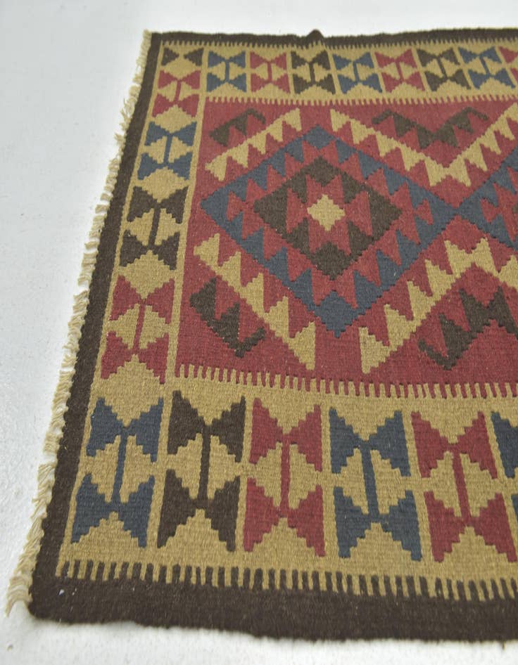 Detail image of  3' 4 x 5'  Hand Woven Kilim Maymana Wool Rug