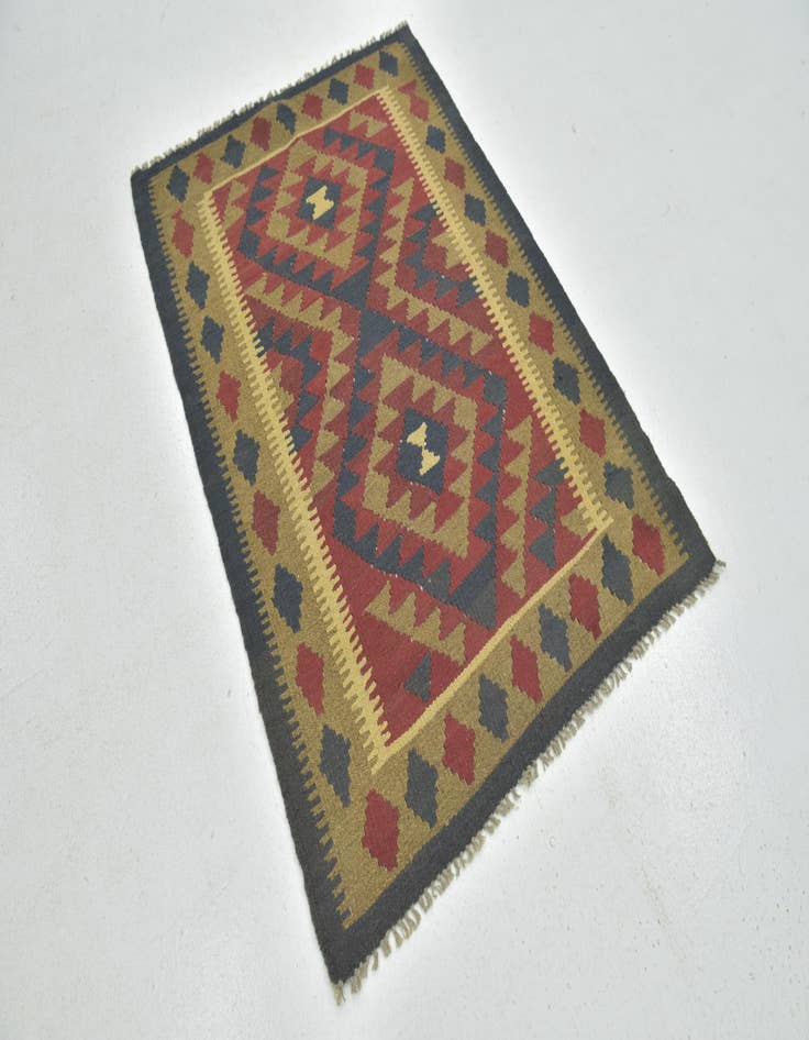Detail image of  3' 5 x 4' 10  Hand Woven Kilim Maymana Wool Rug