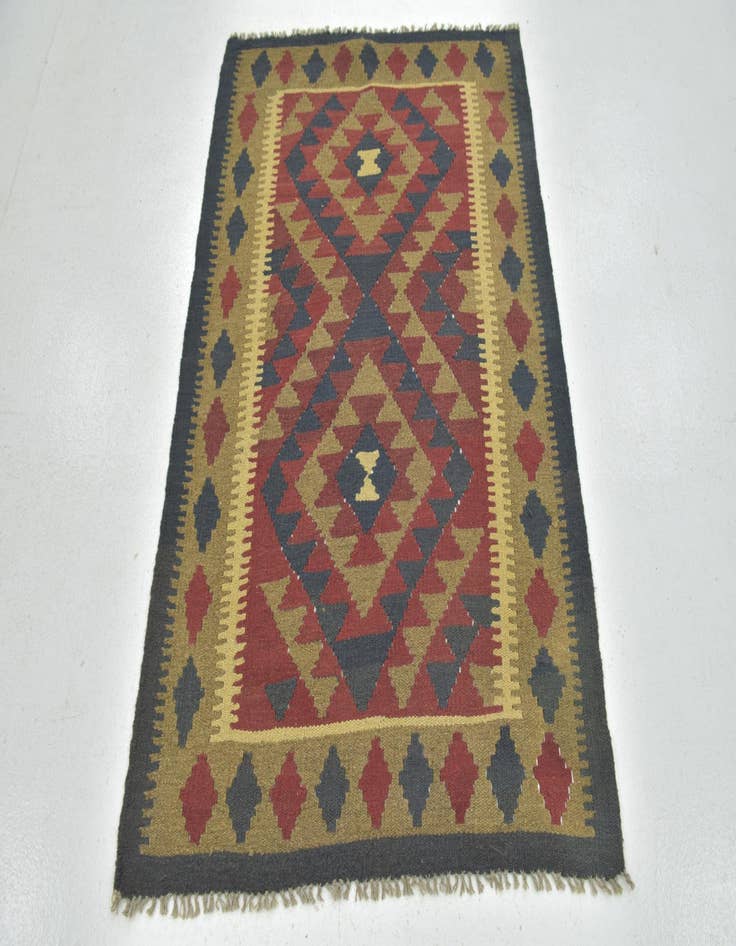 Detail image of  3' 5 x 4' 10  Hand Woven Kilim Maymana Wool Rug