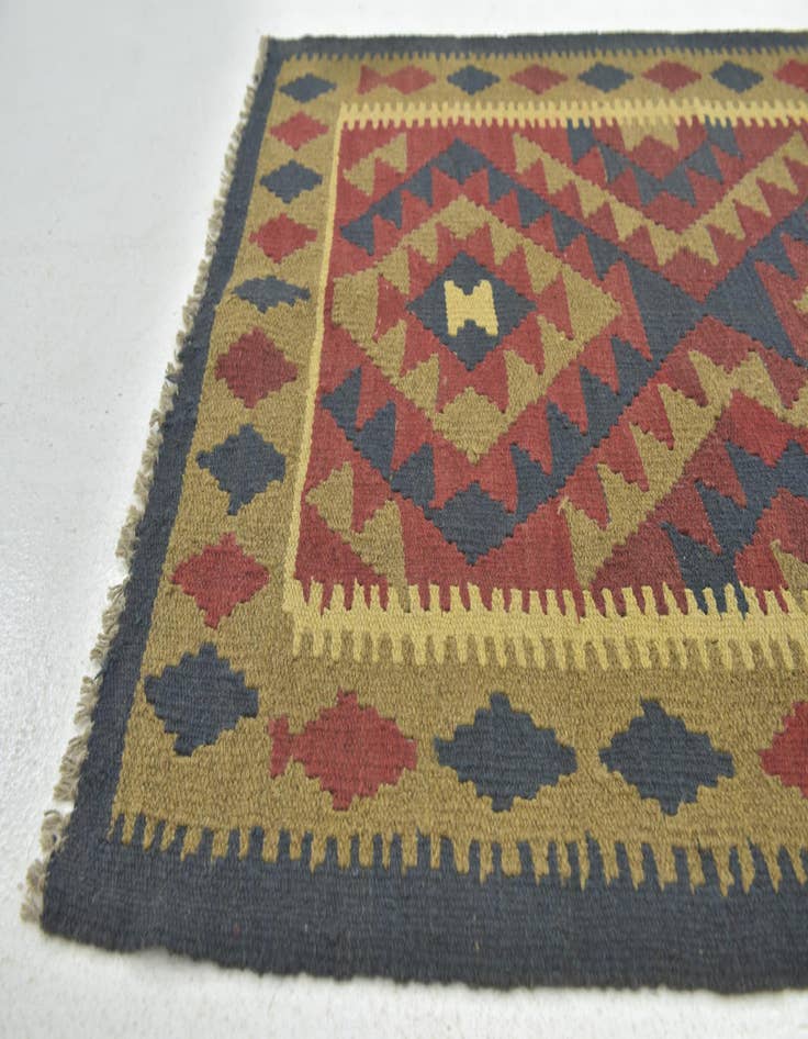 Detail image of  3' 5 x 4' 10  Hand Woven Kilim Maymana Wool Rug