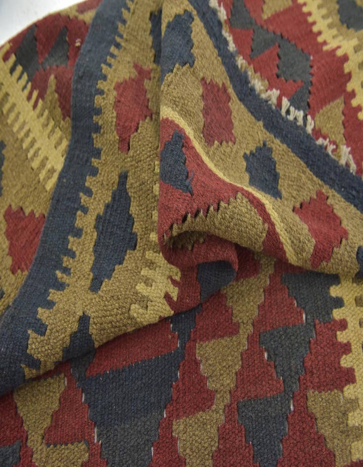 Detail image of  3' 5 x 4' 10  Hand Woven Kilim Maymana Wool Rug