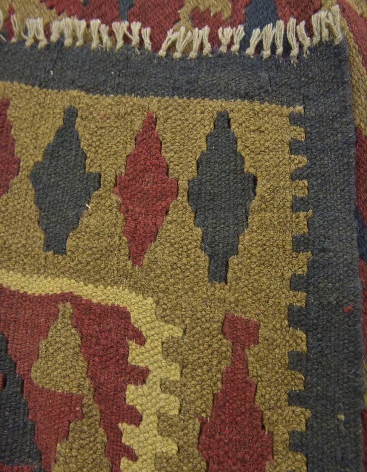 Detail image of  3' 5 x 4' 10  Hand Woven Kilim Maymana Wool Rug