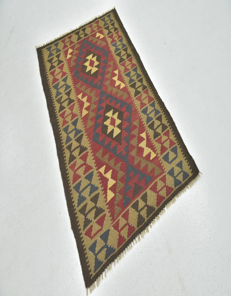 Detail image of  3' 4 x 5'  Hand Woven Kilim Maymana Wool Rug