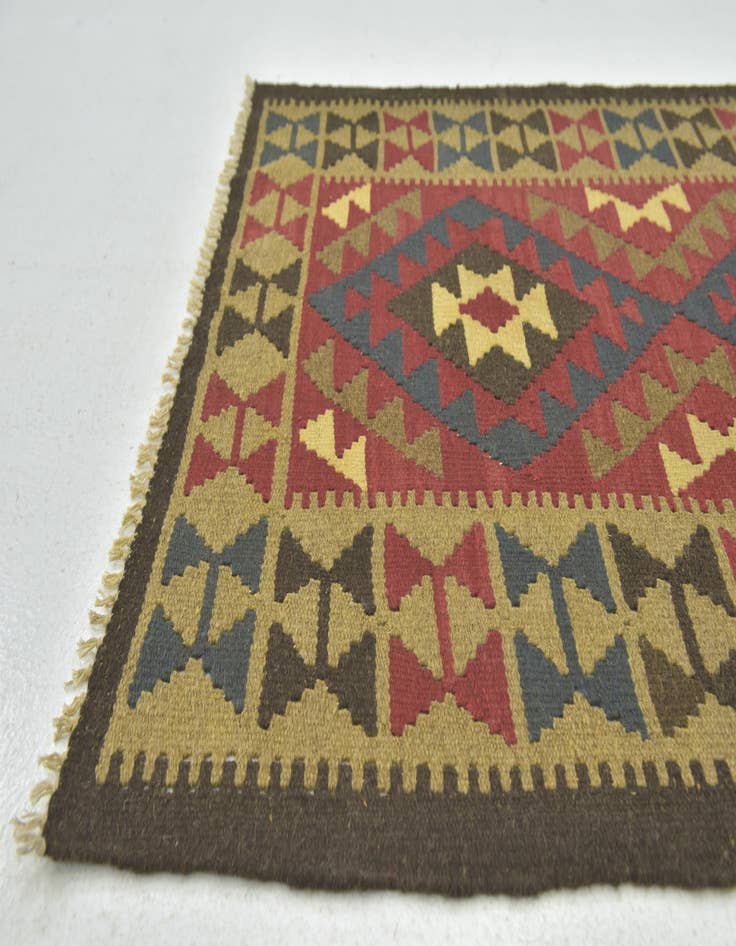 Detail image of  3' 4 x 5'  Hand Woven Kilim Maymana Wool Rug