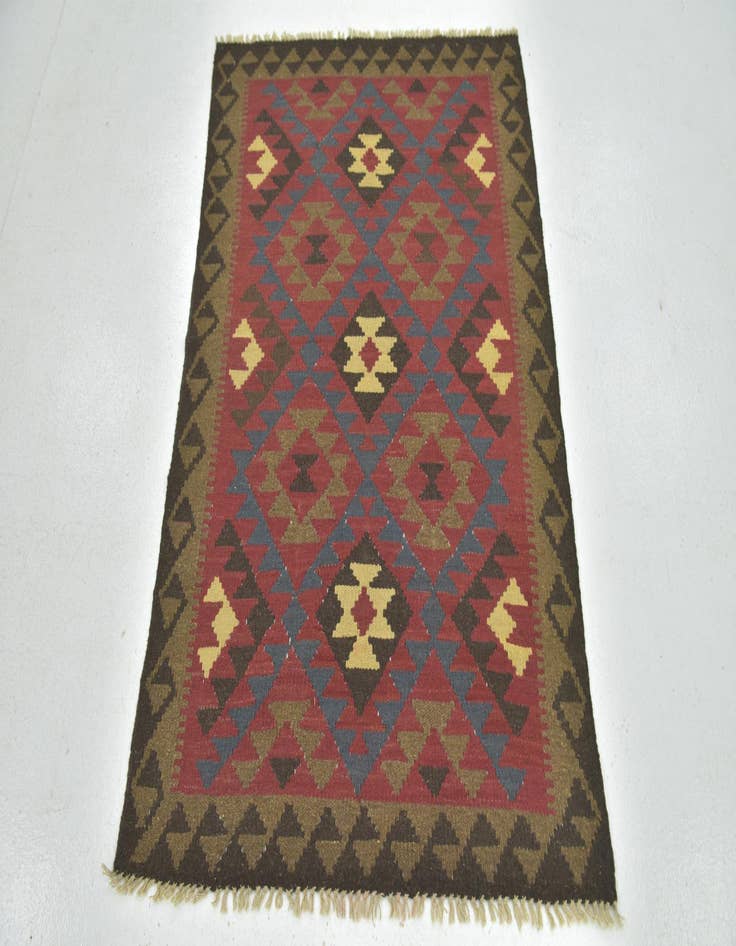 Detail image of 3' 4 x 4' 10 Hand Woven Kilim Maymana Wool Rug