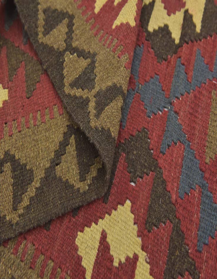 Detail image of 3' 4 x 4' 10 Hand Woven Kilim Maymana Wool Rug