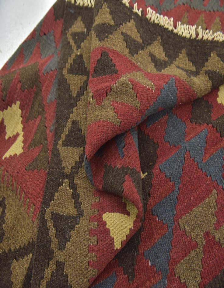 Detail image of 3' 4 x 4' 10 Hand Woven Kilim Maymana Wool Rug