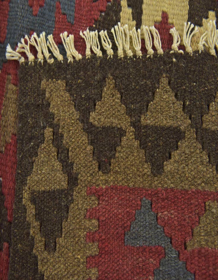 Detail image of 3' 4 x 4' 10 Hand Woven Kilim Maymana Wool Rug