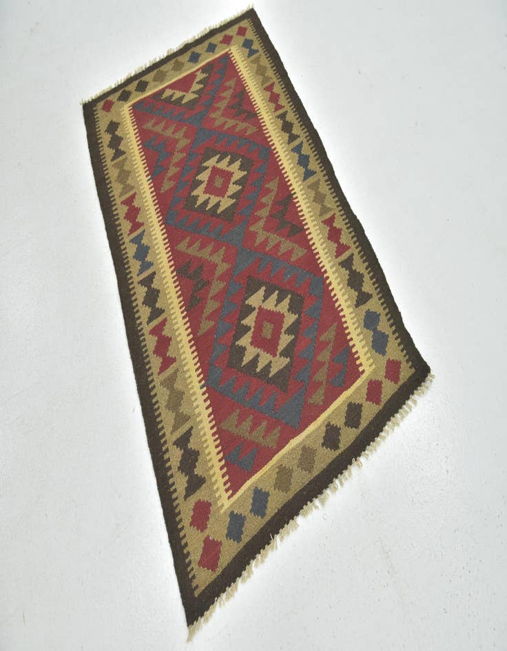 Detail image of  3' 4 x 5'  Hand Woven Kilim Maymana Wool Rug