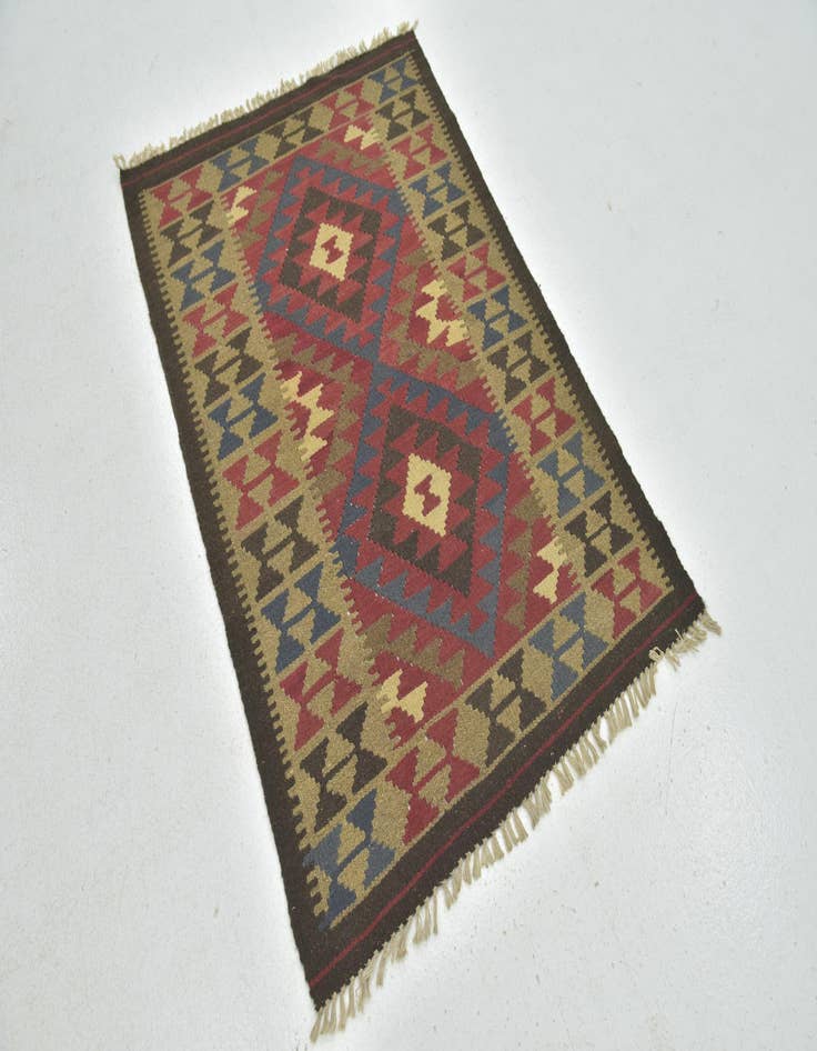 Detail image of  3' 2 x 4' 8  Hand Woven Kilim Maymana Wool Rug