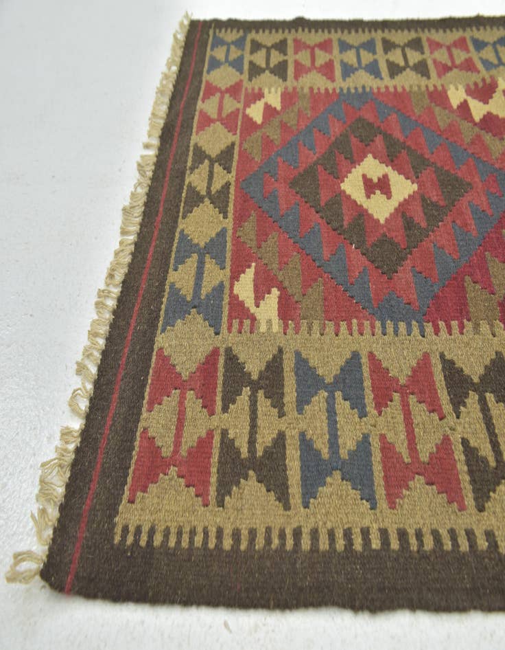 Detail image of  3' 2 x 4' 8  Hand Woven Kilim Maymana Wool Rug