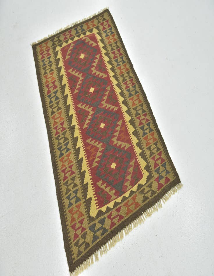 Detail image of  3' 3 x 4' 10  Hand Woven Kilim Maymana Wool Rug