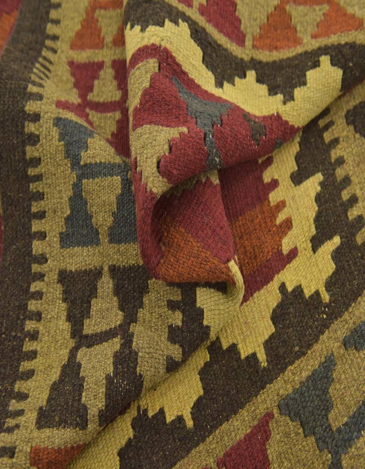 Detail image of  3' 4 x 4' 8  Hand Woven Kilim Maymana Wool Rug