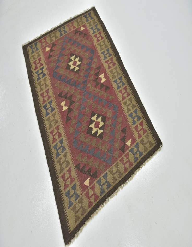 Detail image of  3' 6 x 4' 8  Hand Woven Kilim Maymana Wool Rug