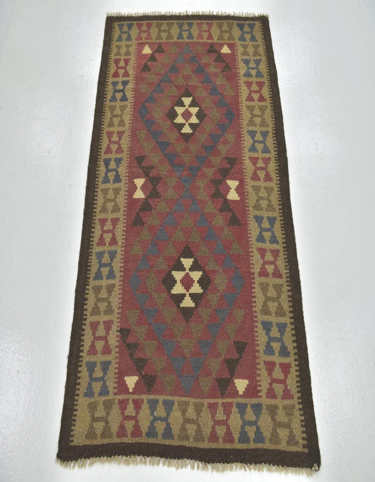 Detail image of  3' 6 x 4' 8  Hand Woven Kilim Maymana Wool Rug