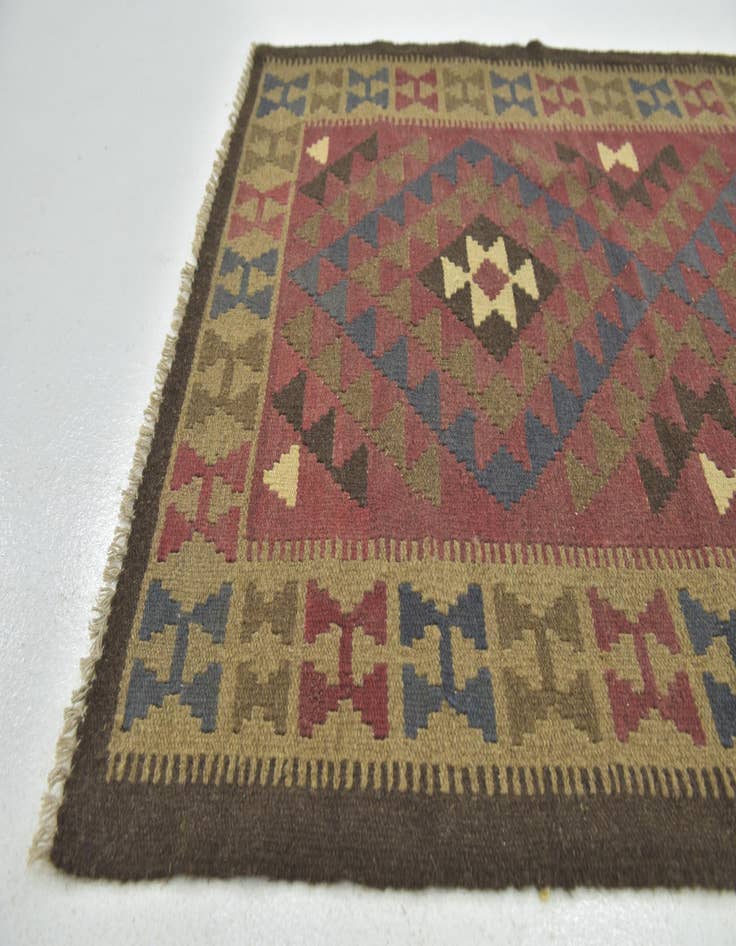 Detail image of  3' 6 x 4' 8  Hand Woven Kilim Maymana Wool Rug